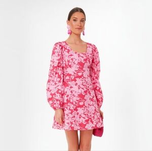 Tuckernuck Hyacinth House Red and Pink Balloon Sleeve Sienna Mini Dress Small